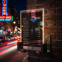 Boîte à lumière LED rectangulaire en acrylique avec cadre en alliage d'aluminium, 2000 lumens, intensité réglable, durable, pour affichage de cartes de table en café et restaurant