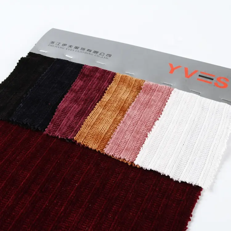China polyester 3x3 rib knit fabric chenille fabrics garment suppliers