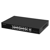 Switch PoE 4COVR de 16 Puertos Gigabit 802.3af/at, Sin Ventilador, 300W, 16*1Gbps, 2*10/100/1000Mbps Uplink, para Sistemas de Cámaras IP de Seguridad CCTV