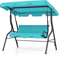 Balançoire de véranda pour 3 personnes, avec coussin amovible et structure en acier thermolaqué, balançoire d'extérieur avec auvent pour véranda, cour arrière