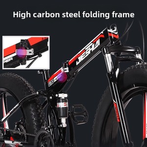 Bicicletta Pieghevole con Pneumatici Larghi da 26 Pollici in Acciaio ad Alto Tenore di Carbonio, Ruote Grandi e Spesse, Freni a Doppio Disco, Ammortizzazione, Mountain Bike Fuoristrada - Product Image 4
