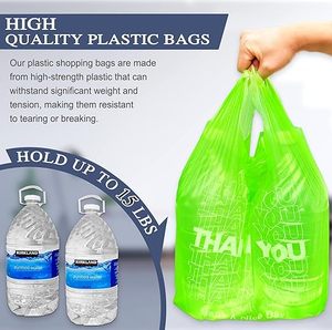 สีเขียวขอบคุณกระเป๋าใส่เสื้อยืดพร้อมที่จับถุงชอปปิงเก็บกลับบ้านกันความชื้นสะดวกสำหรับร้านสะดวกซื้อจำนวนมาก - Product Image 1