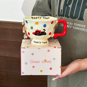 M Atacado High-Looking <span class=keywords><strong>Cute</strong></span> Cup Girl Casal Cerâmica Copo De Café Com Tampa Colher Office Breakfast Cup Atacado - Product Image 1