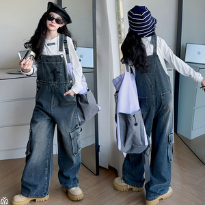 <span class=keywords><strong>Pantalon</strong></span> en jean à coussinets pour filles, style coréen, printemps-automne 2026, salopette détachable, <span class=keywords><strong>pantalon</strong></span> en denim pour adolescentes - Product Image 2