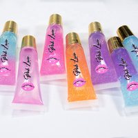 Vente en gros de tubes transparents pour gloss à lèvres de 10 ml et 15 ml, contenants mignons pour baume à lèvres repulpant, étiquette privée, emballage de gloss à lèvres aux fruits à presser