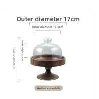 Support à gâteau rond en bois d'acacia avec couvercle en acrylique, plateau de service pour desserts et fruits, pour mariage, fête, présentation en boulangerie, OEM personnalisé