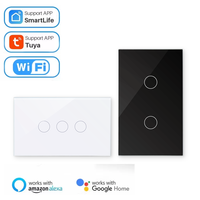 Interrupteur intelligent WiFi Tuya, norme australienne, compatible Alexa et Google Home, interrupteurs muraux sans fil à écran tactile en verre trempé, 1, 2, 3 ou 4 voies