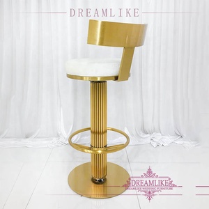 Taburete alto giratorio de acero inoxidable, silla moderna de lujo, de terciopelo, para Cocina - Product Image 4