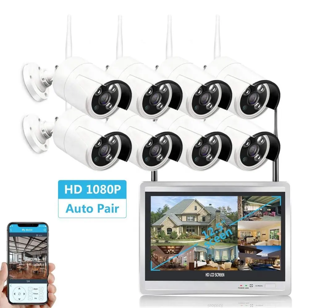 100M Khoảng Cách Giám Sát 8 Máy Ảnh 1080P Ip Không Dây WIFI An Ninh Máy Ảnh Hệ Thống Camera Quan Sát