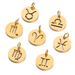 12 colgantes de acero inoxidable del horóscopo ahuecados Sagitario Piscis Libra Gemini constelaciones encantos accesorios de joyería para mujer - Product Image 5