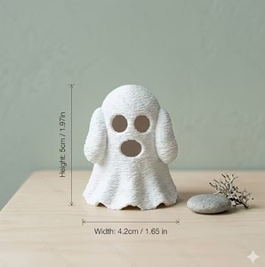 Nueva Estatua de Fantasma Estilo Americano Impresa en 3D, Miniatura Adorable, Diseño 'No Vea, No Oiga, No Hable Mal' para Halloween - Product Image 4