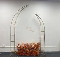 HY Set von 2 Halbmond Blumen ballon Bogen Hintergrund Stand Arche De Mariage En Metall Mittelstücke Veranstaltungen Hochzeit Bogen Horn