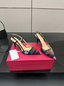 Sandales imprimées à bout pointu avec bride arrière et talon fin, talons hauts à bride droite, chaussures élégantes pour femmes - Product Image 2