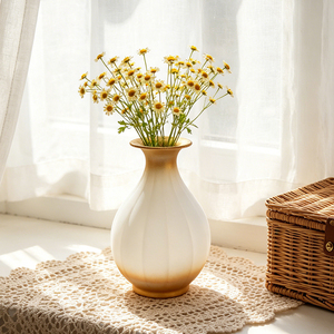 Vase à fleurs Metaluxe Regal au design côtier, fait main, écologique, en aluminium martelé doré, pour une touche majestueuse et élégante. - Product Image 1