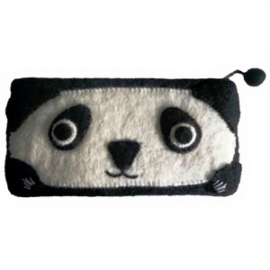 Porte-monnaie en feutre himalayen en forme de panda, fait main en laine de mouton, avec fermeture éclair, brodé, unisexe - Product Image 1