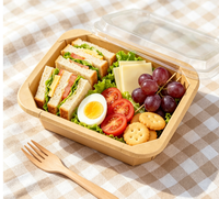Boîte à lunch et à emporter carrée en papier kraft imperméable avec design imprimé pour les entreprises de restauration rapide et de traiteur