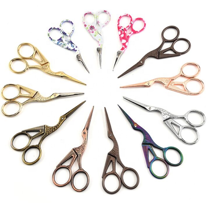 Ножницы для бровей из нержавеющей стали без логотипа, изогнутые ножницы для бровей, ножницы для бровей с логотипом на заказ, косметические ножницы для бровей