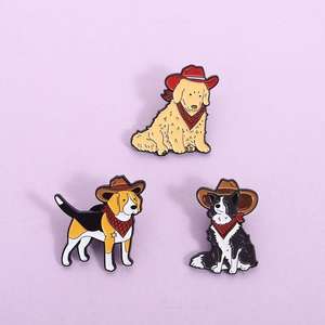 Denim Dog Series Esmalte Pins Cute <span class=keywords><strong>Golden</strong></span> <span class=keywords><strong>Retriever</strong></span> & <span class=keywords><strong>Border</strong></span> <span class=keywords><strong>Collie</strong></span> Broches Artesanía de metal para chaquetas y sombreros - Product Image 1