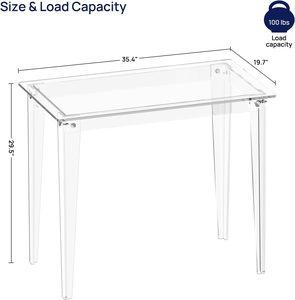 Hiện Đại Rõ Ràng Acrylic Bàn Máy Tính Với Right-Angle Chân Thiết Kế Nhỏ Nghiên Cứu Lưu Trữ Chủ <span class=keywords><strong>Rack</strong></span> - Product Image 3