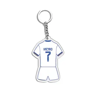 Porte-clés de football 3d club de football pendentif acrylique ballon de football souvenir en métal maillot de star de football t-shirt porte-clés sport petit cadeau