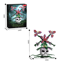 Kedatangan Baru KQ404 Blok Bangunan Tanaman Karnivora Tengkorak Gotik Model Kit Bunga Monster untuk Hadiah Halloween