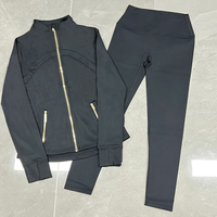 Ensemble de veste de yoga avec logo, 40 couleurs, veste à manches longues de haute qualité, coupe ajustée, ensemble de veste de sport et de leggings de yoga
