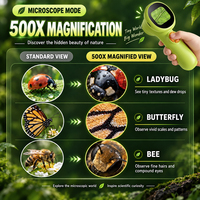 Endoscope et microscope 2-en-1 intelligent pour enfants, grossissement 500X, jouet portable d'étude de la nature, cadeau pour la vente en gros en supermarché B2B