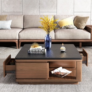 Tavolini da salotto moderni in pietra sinterizzata di lusso con tavolino <span class=keywords><strong>quadrato</strong></span> <span class=keywords><strong>nero</strong></span> - Product Image 1
