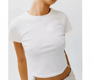 Özel beyaz % 100% pamuk bebek Tee Y2K mahsul Tops kadınlar için süblimasyon seksi T-Shirt nefes yaz için yüksek kalite düz üst - Product Image 5