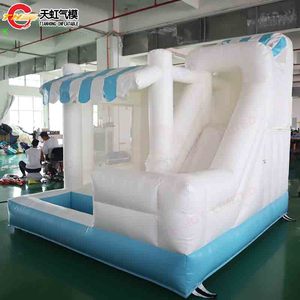 Toboggan gonflable en PVC bleu macaron 10x10 pieds avec <span class=keywords><strong>piscine</strong></span> à balles, installation facile, usage commercial extérieur, souffleur gratuit pour locations événementielles - Product Image 3