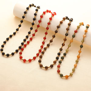 Collar de Cuentas de Ágata Roja de la Suerte <span class=keywords><strong>2026</strong></span>, Ágata Negra, Ojo de Tigre, Collar de Piedras Naturales para Mujer - Product Image 1