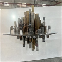 Sculpture abstraite en acier inoxydable miroir, art urbain moderne, sculpture métallique personnalisée pour la décoration du hall d'hôtel