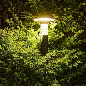 Outdoor LED Garden Light with Sleek Black Post and Disc <strong>Cover</strong> Bright White Glow for Patio Backyard <strong>Pathway</strong> Illumination - Product Image 2