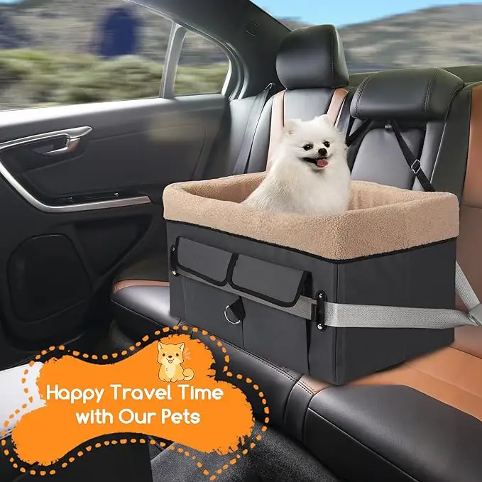 Hundekutsche tragbarer Autositz mit Aufbewahrungsbeutel aufklebbare Sicherheitsleine und verstellbare Riemen Haustier-Reiseträger