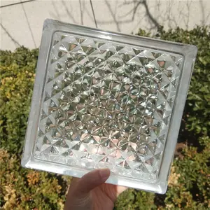 Bon marché Prix 90mm d'épaisseur taille normale blocs de verre creux clairs brique pour la construction de carreaux de mur