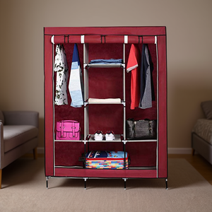 Armoire de rangement pour vêtements Myrva Armable en tissu non tissé, 5 niveaux, sur pied, avec structure en acier rectangulaire moderne - Product Image 2