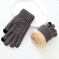 Fabricant de gants tactiles personnalisés pour homme, gants d'hiver à double couche, doublés de fourrure chaude, pour les déplacements en extérieur, ajustement extensible, gants en tricot à doigts entiers