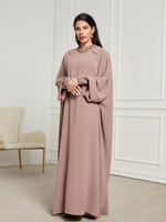 Robe abaya longue à manches longues rose sale vert olive Col châle Design Tassel Accents Style drapé Pleine longueur Coupe ample