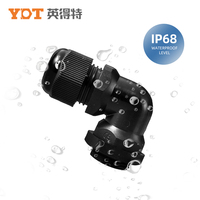 Presse-étoupe en nylon GA 90 ° IP68-Angle droit profil bas, UL94 V0 et résistant aux UV pour armoires de commande et boîtes de jonction