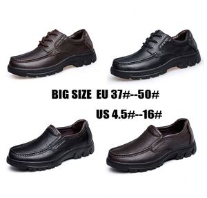 Chaussures à lacets pour hommes grande taille, semelle épaisse en caoutchouc, tige en cuir véritable et maille, tendance mode, décontractées, pour l'extérieur, affaires et formelles - Product Image 2