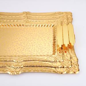 Eco-Friendly Luxury European Style Gold Rectangular Carved Metal <b>Tray</b> Turkish Inspired Tea & Coffee Serving <b>Tray</b> - Product Image 2