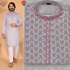 Premium Heavy Designer Collection Premium Ethnic Wear Heavy Jacquard Silk Kurta Pijama Set Hecho De Algodón Suave - Product Image 6