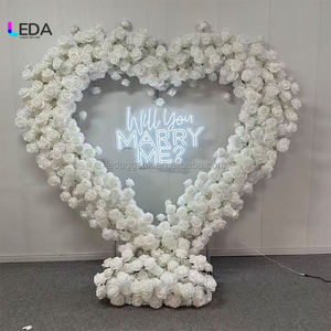 LEDA Exquisita Decoración de Fondo para Bodas, Arco de Flores en Forma de Corazón con Rosas Blancas, Decoración de Flores Artificiales para Eventos - Product Image 6