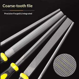 Hoogwaardig koolstofstaal platte vijl rond patroon roterende naald- & zaagvijlen DIY industriële kwaliteit dubbele kleur TPR handvat glanzende afwerking - Product Image 4