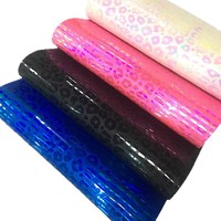 Cuir PU léopard laser gaufré effet miroir, épaisseur 0,7 mm, résistant à l'abrasion, avec fond en laine, couleur magique, vente en gros usine