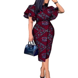 chinese dress ladies Zanelle Purple Brown African Print Dress – Heritage Clothings main image 0
