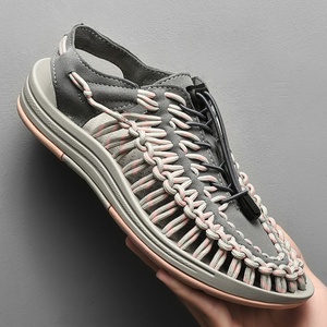 Nouvelles <span class=keywords><strong>sandales</strong></span> de plage décontractées tissées, solides, respirantes, légères, avec bande élastique, version tendance, style romain - Product Image 3