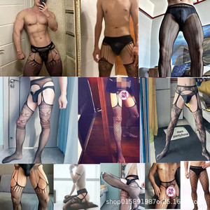 Men <b>Fishnet</b> Pantyhose Mid-Rise Nylon Spandex Sexy Underwear Temptation Summer 2023 - Product Image 1