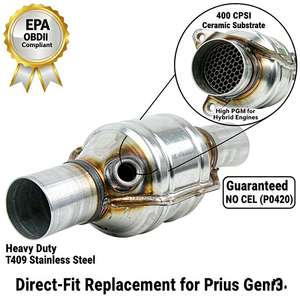 ตัวเร่งปฏิกิริยาแบบตรงรุ่น EPA สำหรับ <span class=keywords><strong>Toyota</strong></span> Prius 1.8L ปี 2010-2015 ท่อไอเสียขนาด 2 นิ้ว พร้อมแผ่นกันความร้อน 17410-37160 รับประกันไม่มีรหัสข้อผิดพลาด CEL <span class=keywords><strong>P0420</strong></span> - Product Image 1