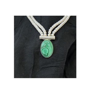 สร้อยคอมรกตและไข่มุกน้ำจืดที่มีความต้องการสูงเครื่องประดับอัญมณีสำหรับงานแต่งงานของเด็กผู้หญิงและของขวัญวันครบรอบ - Product Image 1